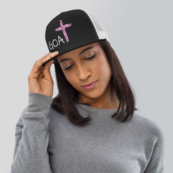 GOAT Pink Script Trucker Cap Embroidered