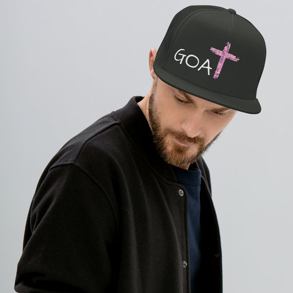 GOAT Pink Script Trucker Cap Embroidered