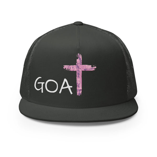 GOAT Pink Script Trucker Cap Embroidered