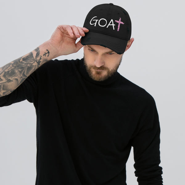 GOAT Unisex Distressed Hat