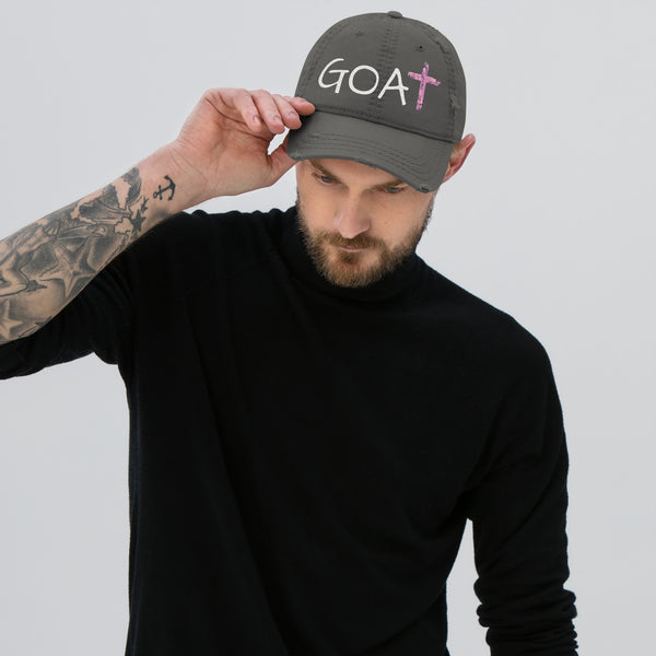 GOAT Unisex Distressed Hat